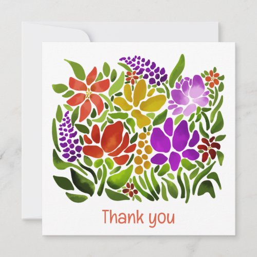 Bright Floral Abstract Thank You Card