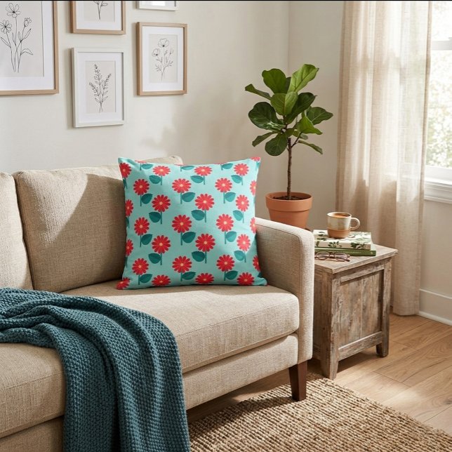 Bright Floral Abstract Throw Pillow (Creator Uploaded)