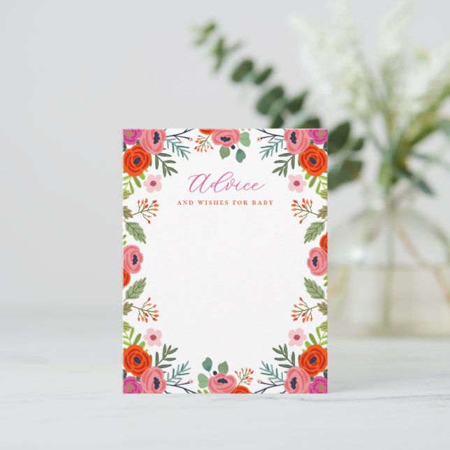 Bright Floral Advice and Wishes for Baby Cards (Standing Front)