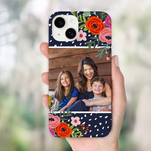 Bright Floral and Dots Custom Photo Case_Mate iPhone 14 Case