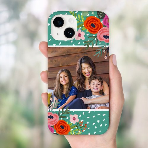 Bright Floral and Dots Custom Photo Case_Mate iPhone 14 Case