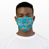 Bright floral and various shapes paper cutouts adult cloth face mask (Worn)