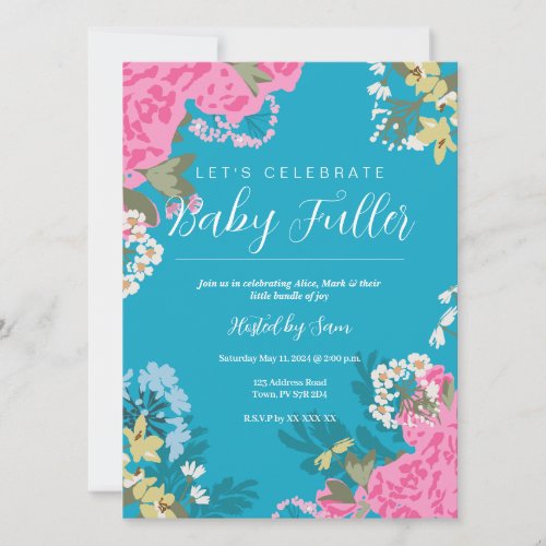 Bright Floral Baby Shower Invitation