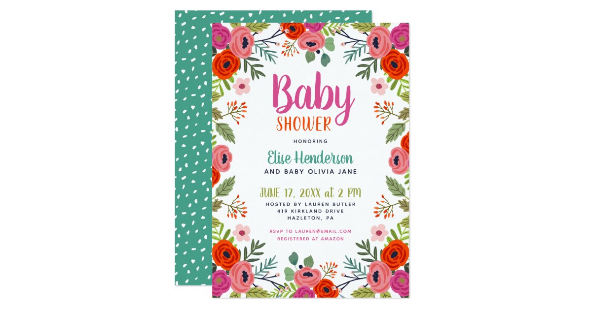 Bright Floral Baby Shower Invitation | Zazzle.com