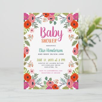 Bright Floral Baby Shower Invitation | Zazzle