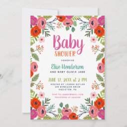 Bright Floral Baby Shower Invitation | Zazzle