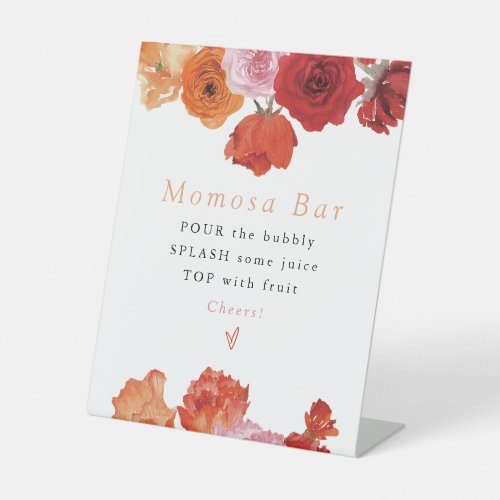 Bright Floral Baby Shower Momosa Bar Pedestal Sign
