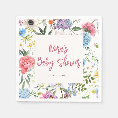 Bright Floral Baby Shower Napkins
