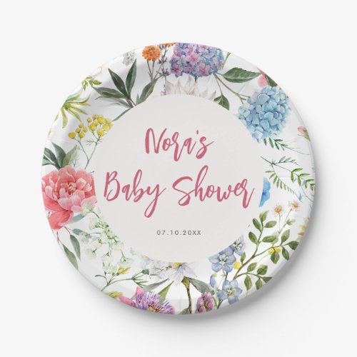 Bright Floral Baby Shower Paper Plates