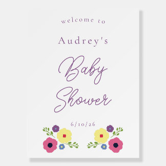 Bright Floral Baby Shower Welcome Sign