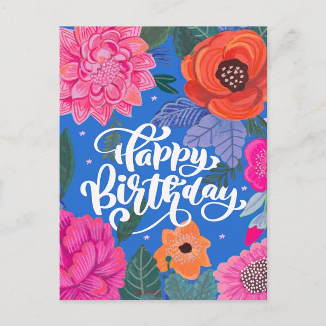 Bright Floral Birthday greeting card (Front)