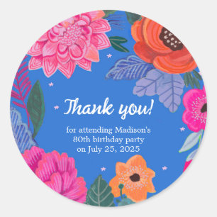 Bright Floral Birthday party Classic Round Sticker