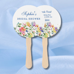 Bright Floral Blush Pink Roses Bridal Shower  Hand Fan