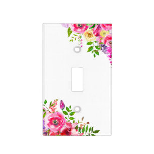 Bright Floral Bold Pink Spring Botanical Chic Light Switch Cover