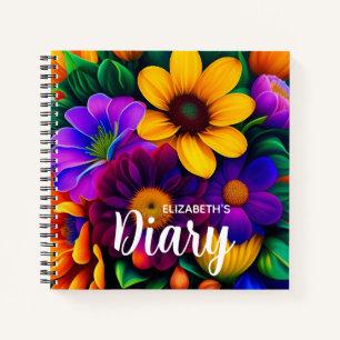 Bright Floral Bouquet Diary Notebook