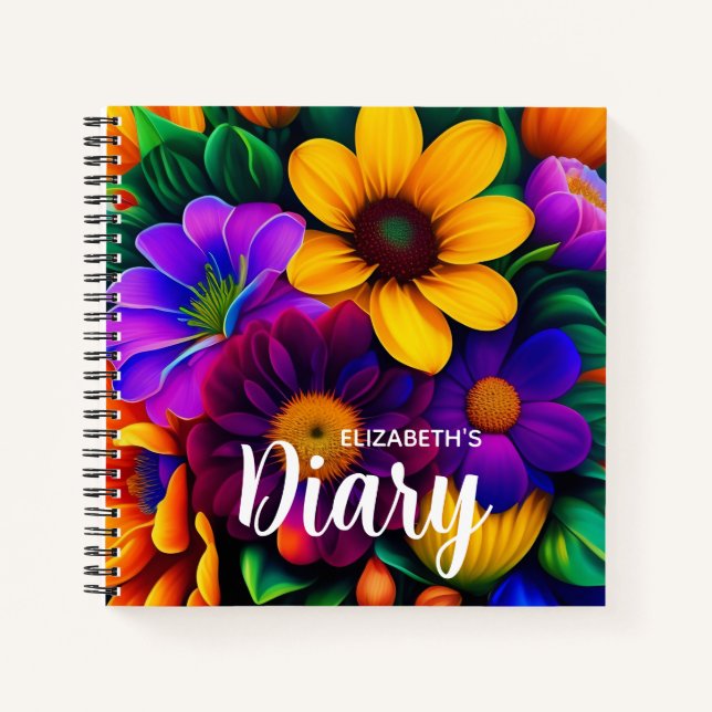 Bright Floral Bouquet Diary Notebook (Front)