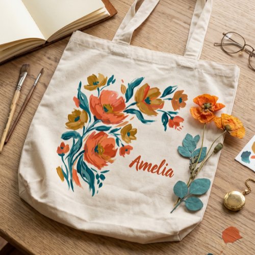 Bright Floral Bouquet Tote Bag | Personalized