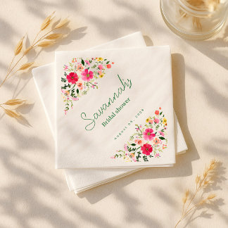 Bright Floral Bridal Shower Napkins | Colorful