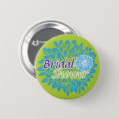 Bright Floral Bridal Shower Pinback Button (Front & Back)