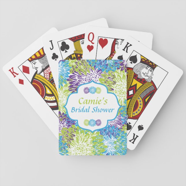 Bright Floral Bridal Shower Playing Cards (Back)