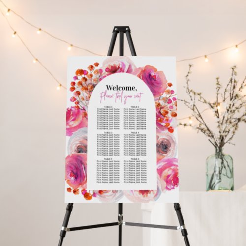 Bright Floral Bridal Shower Seating Sign 