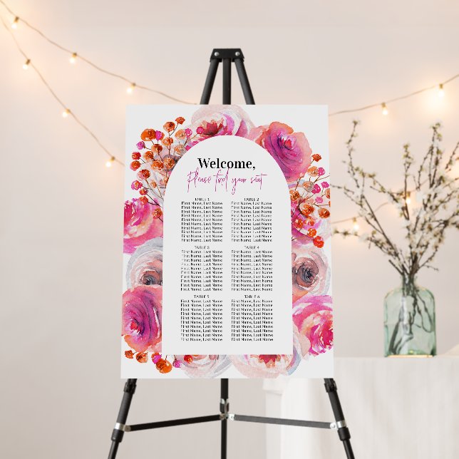 Bright Floral Bridal Shower Seating Sign  (In Situ (Stand))