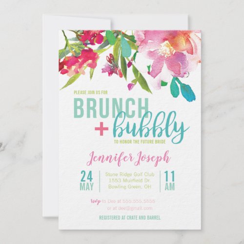 Bright Floral Brunch and Bubbly Invitation