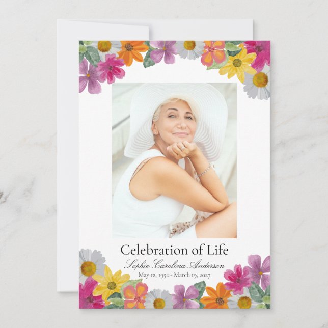 Bright Floral Celebration of Life Program (Front)