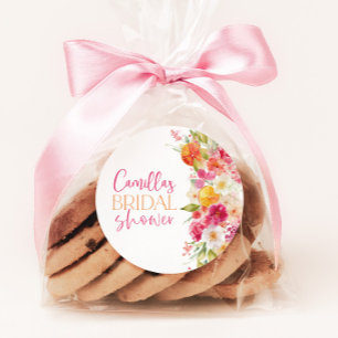 Bright Floral Citrus Bridal Shower Favor Stickers