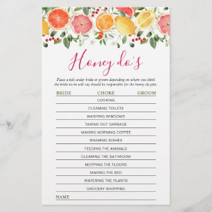 Bright Floral Citrus Slice Bridal Shower Game