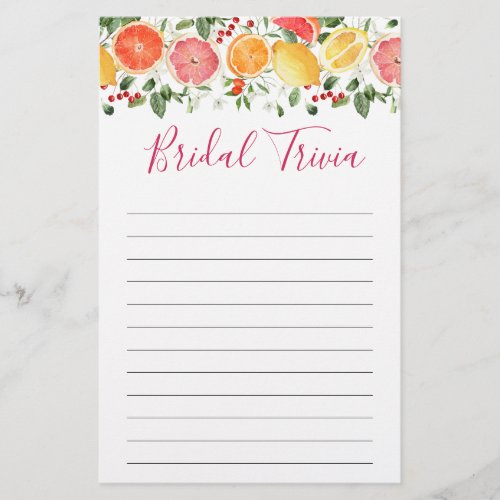 Bright Floral Citrus Slice Bridal Shower Game