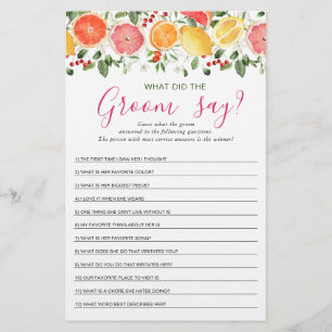 Bright Floral Citrus Slice Bridal Shower Game