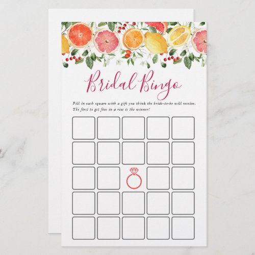 Bright Floral Citrus Slice Bridal Shower Game
