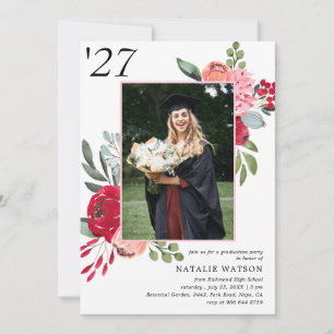 Bright Floral Class of 2025 Photo Graduation Invitation