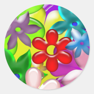 Bright Floral Classic Round Sticker