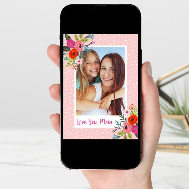 Bright Floral Custom Mother's Day Photo Card (Front Digital)