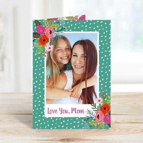 Bright Floral Custom Mothers Day Photo Card