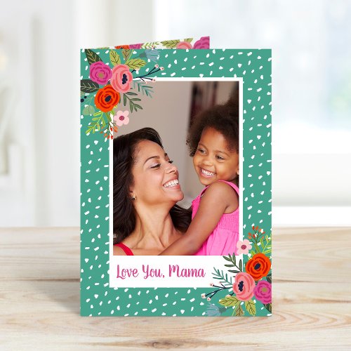 Bright Floral Custom Mothers Day Photo Card