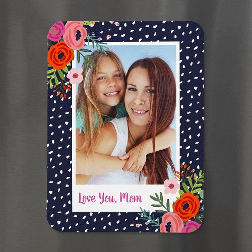 Bright Floral Custom Mothers Day Photo Magnet