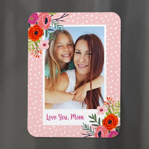 Bright Floral Custom Mothers Day Photo Magnet