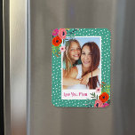 Bright Floral Custom Mother's Day Photo Magnet<br><div class="desc">Custom printed Mother's Day magnet personalized with your photo and text. This fun modern design features a bright colorful floral border and abstract dot background. Use the design tools to add more photos, edit the text with your own special message and customize the fonts and colors to create your own...</div>