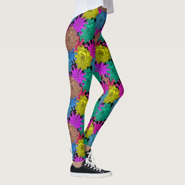 Bright Floral Design Yoga Pants Leggings (Right)
