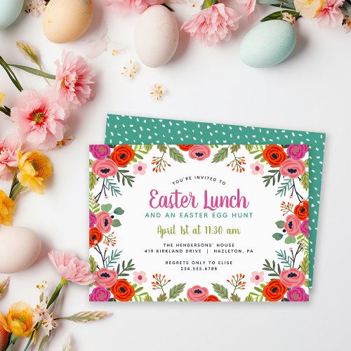 Bright Floral Easter Lunch Invitation