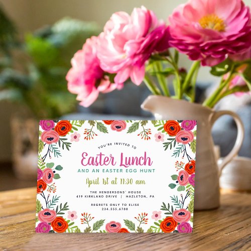 Bright Floral Easter Lunch Invitation