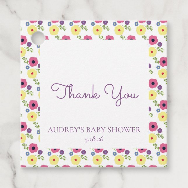 Bright Floral Favor Tag (Front)