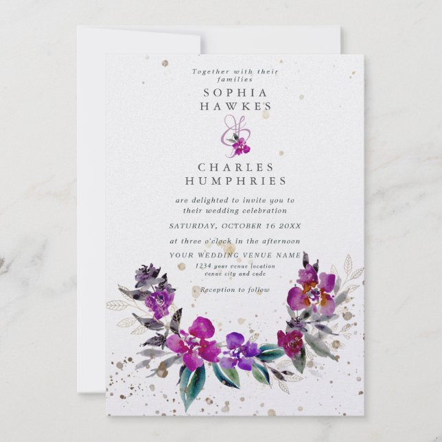 Bright Floral Frame with gold detail Holiday Card (Front)