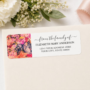 Bright Floral From the Family Funeral Memorial Label