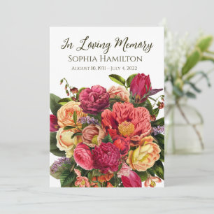 Bright Floral Funeral Sympathy Photo Prayer Card