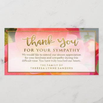 Bright Floral Golden Thank You Sympathy Card by juliea2010 at Zazzle