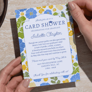 Bright Floral Graduation Card Shower Invitation